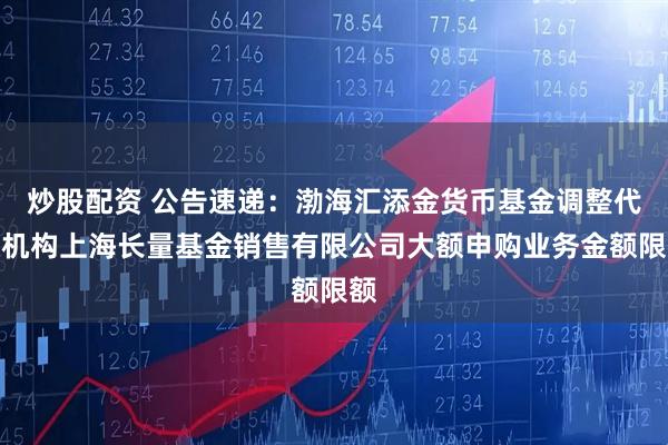 炒股配资 公告速递：渤海汇添金货币基金调整代销机构上海长量基金销售有限公司大额申购业务金额限额